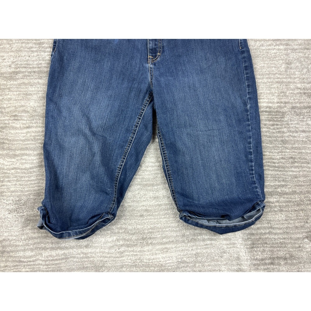 Faded‎ Glory Capris Womens 16 Dark Denim Stretch FL19B004D Rolled Cuff Mid Rise - Picture 3 of 12